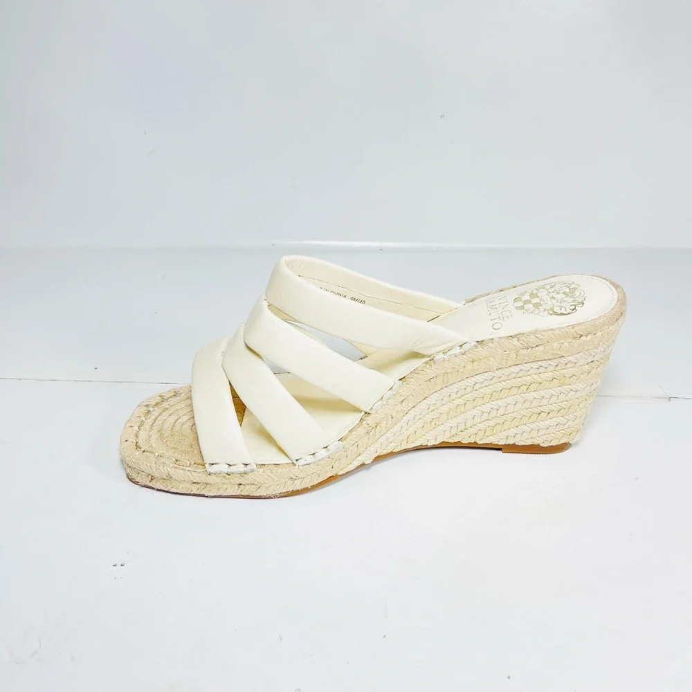 Vince Camuto Molisana Espadrilles Wedge Sandals Womens Size 9M Cream‎ Leather